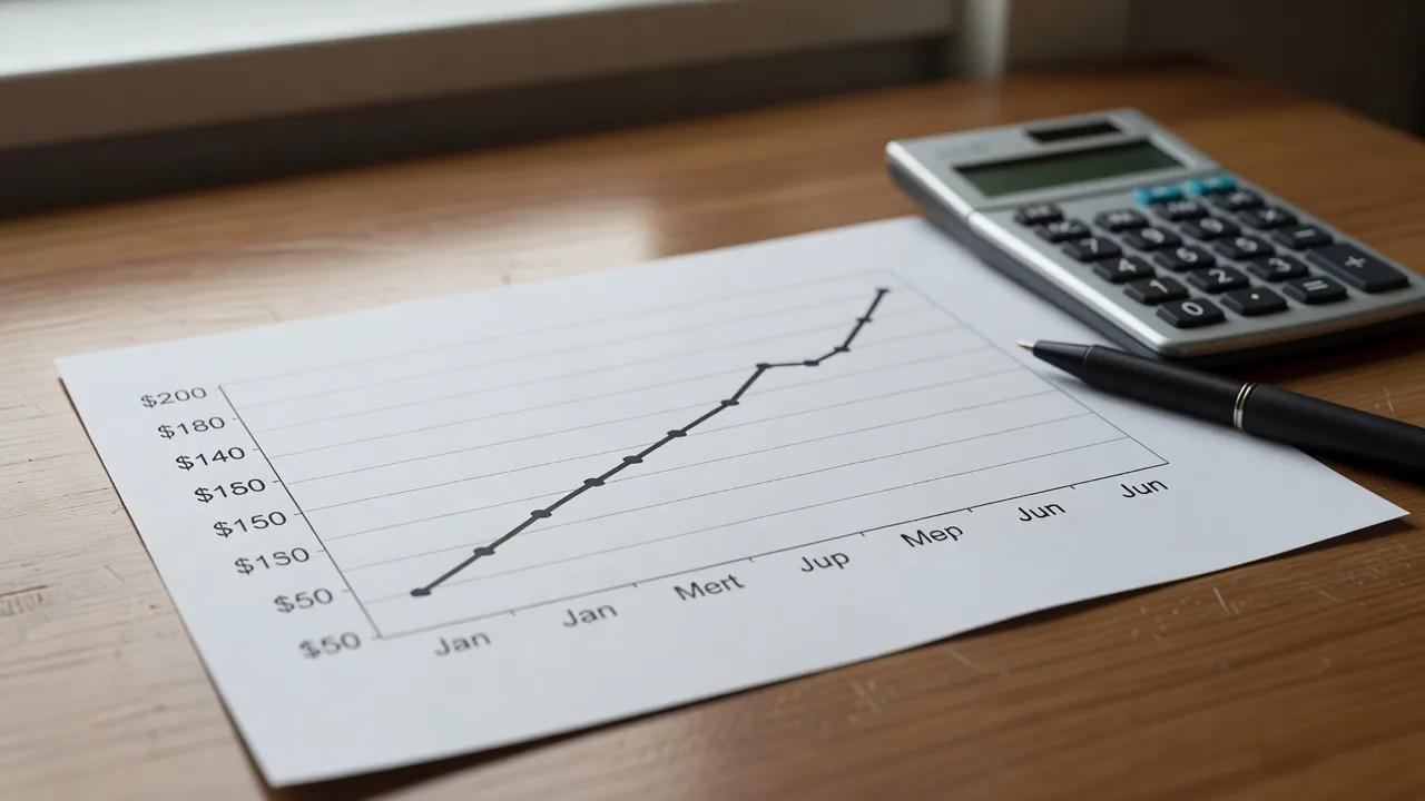 Printed chart showing historical menu price trends over time